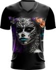 Camiseta Gola V La Catrina Mexicana Dama Esqueleto 6