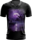 Camiseta Gola V Lua Púrpura Luar Roxo Moon Lunar 10