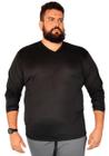 Camiseta Gola V Manga Longa Plus Size Masculina Dry-Fit Lisa