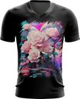 Camiseta Gola V Mulher de Rosas Paixão 21