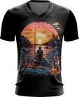 Camiseta Gola V Pesca Esportiva Pôr do Sol Peixes 2