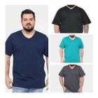 Camiseta Gola V Plus Size Xg Masculina 100% Algodão Camisa