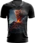 Camiseta Gola V Vulcão em Erupção Destruição 5