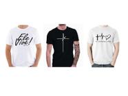 Camiseta Gospel Cristã Masculina 100% Algodão fio 30/1 Combo com 3 unidades cores e estampas sortidas
