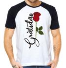 Camiseta grátidão seja grato camisa rosa flor