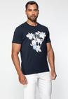 Camiseta Guess Triang Flores Bordado Azul Escuro