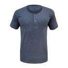 Camiseta Henley Masculina Camisa Algodão Premium Gola Portuguesa Padre Mescla Não Amassa