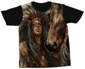 Camiseta Índia com Cavalo Camisa Indígena