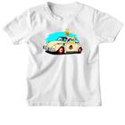 Camiseta Infantil Bart e Hommer no fusca do Jurassic Park