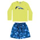 Camiseta Infantil BGR c/ Proteção UV50+ e Shorts Microsuedine Amarelo/Azul