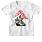 Camiseta Infantil Bonsai de flores rosas