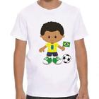 Camiseta infantil branco estampa torcedor do brasil copa 2022