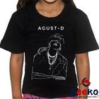 Camiseta Infantil BTS 100% Algodão Agust D Sugga Yoongi Geeko