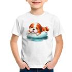 Camiseta Infantil Cachorrinho Na Piscina  - Foca na Moda