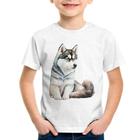 Camiseta Infantil Cachorro Husky Siberiano - Foca na Moda