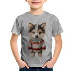 Camiseta Infantil Cachorro Husky Siberiano Natalino - Foca na Moda