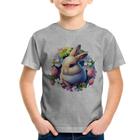Camiseta Infantil Coelhinho e flores - Foca na Moda
