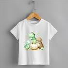 Camiseta Infantil Dinossauro Estampada "3 Dinos" Personalizadas 100% Algodão