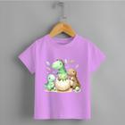 Camiseta Infantil Dinossauro Estampada "3 Dinos" Personalizadas 100% Algodão