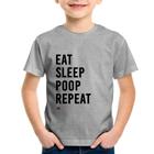 Camiseta Infantil Eat, Sleep, Poop, Repeat - Foca na Moda