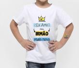 Camiseta Infantil Eu Amo Meu Irmão Mais Novo Est. Azul - Chá de Bebê Zlprint