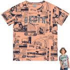 Camiseta Infantil Fakini Manga Curta Malha Estampada