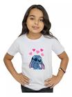 Camiseta Infantil Feminina Lilo & Stitch Coração Algodão