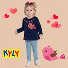 Camiseta Infantil Feminino Manga Longa em Meia Malha Kyly