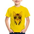 Camiseta Infantil Gato Headphone - Foca na Moda