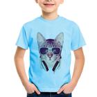 Camiseta Infantil Gato Headphone - Foca na Moda