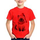 Camiseta Infantil Gato Natalino Gorro e Cachecol - Foca na Moda