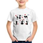 Camiseta Infantil Gatos E Corações - Foca na Moda