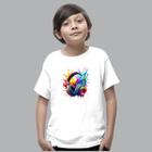 Camiseta Infantil Gola Redonda Manga Curta Estampada Fone de Ouvido