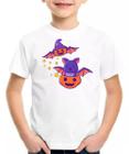 Camiseta infantil halloween aboboras e morcegos camisa