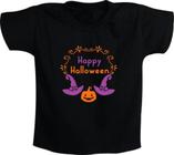 Camiseta Infantil Happy Halloween Chapéu e Abóbora