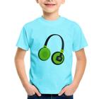 Camiseta Infantil Headphone Verde - Foca na Moda