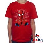 Camiseta Infantil Homem-Aranha 100% Algodão Homem Aranha Spiderman Geeko