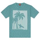 Camiseta Infantil Kyly em Mouline Estampa Praia cor Verde