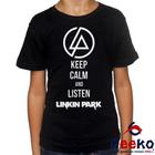 Camiseta Infantil Linkin Park 100% Algodão Keep Calm and Listen Linkin Park Rock Geeko