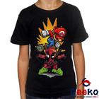 Camiseta Infantil Mario e Deadpool 100% Algodão Super Mario Bros Geeko