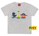 Camiseta Infantil Masculino Manga Curta em Malha Dinossauros Kyly