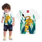 Camiseta Infantil Masculino Manga Curta em Meia Malha Tigre Kyly