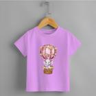 Camiseta Infantil Menina Elefante Balão Tecido Premium Rosa Delicada T-shirt