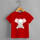 Camiseta Infantil Menina Elefante Sentado Tecido Premium Rosa Delicada