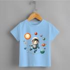 Camiseta Infantil Menino Blusa Astronauta e Planetas 100% Algodão