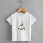 Camiseta Infantil Menino Blusa Foguete 100% Algodão Confortável