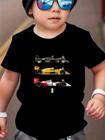 Camiseta Infantil Menino em Algodão 3 CARROS SENNA T Shirt Estampada Gola Reforçada