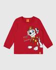 CAMISETA INFANTIL MENINO MANGA LONGA PATRULHA CANINA ALGODÃO MALWEE KIDS VERMELHO-Tamanho 3