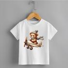 Camiseta Infantil Menino Urso Avião Personalizado 100% Algodão