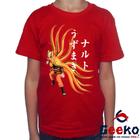 Camiseta Infantil Naruto Uzumaki 100% Algodão Kyuibi Anime Geeko